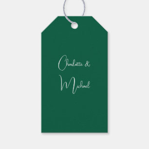 Calligraphy Elegant Green Plain Simple Names Gift Tags