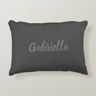 Calligraphy Elegant Grey Plain Simple Name Accent Pillow