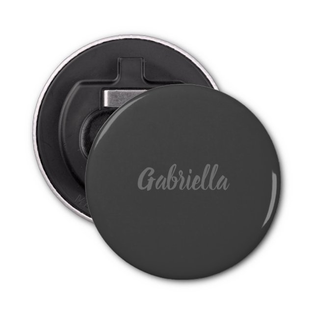 Calligraphy Elegant Grey Plain Simple Name Bottle Opener (Front)