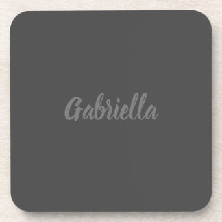 Calligraphy Elegant Grey Plain Simple Name Coaster