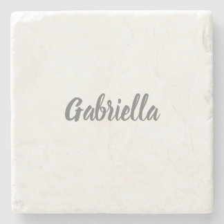 Calligraphy Elegant Grey White Plain Simple Name Stone Coaster