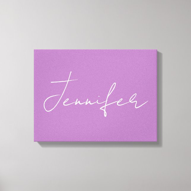 Calligraphy Elegant Lavender Plain Simple Name Canvas Print (Front)