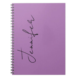 Calligraphy Elegant Lavender Plain Simple Name Notebook