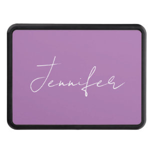 Calligraphy Elegant Lavender Plain Simple Name Trailer Hitch Cover