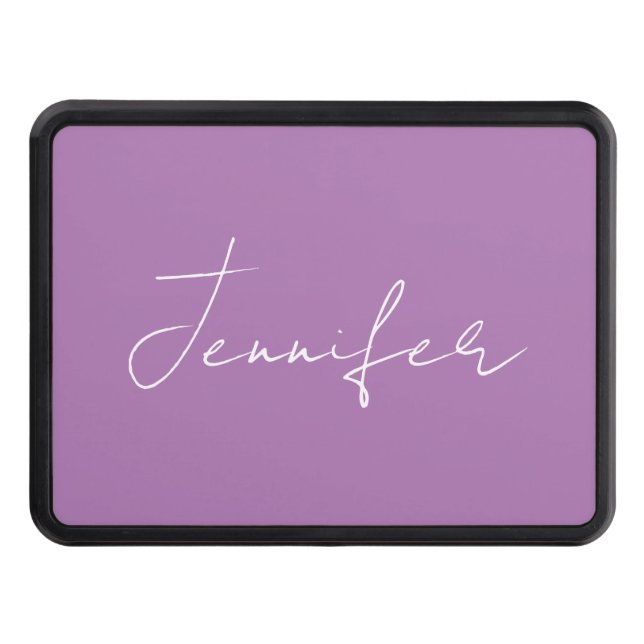 Calligraphy Elegant Lavender Plain Simple Name Trailer Hitch Cover (Front)
