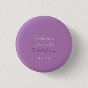 Calligraphy Elegant Lavender Welcome Bridal Shower 1 Inch Round Button