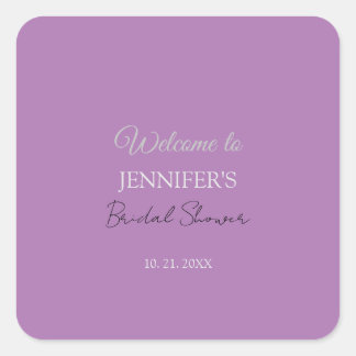 Calligraphy Elegant Lavender Welcome Bridal Shower Square Sticker