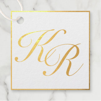 Calligraphy Elegant Luxury Gold Foil Wedding Favour Tags