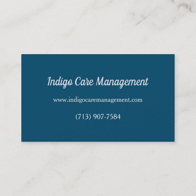 Calligraphy Elegant Ocean Blue Business Card (Back)