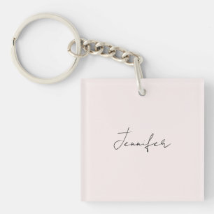 Calligraphy Elegant Pastel Colour Plain Simple Nam Keychain