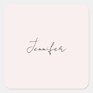 Calligraphy Elegant Pastel Colour Plain Simple Nam Square Sticker