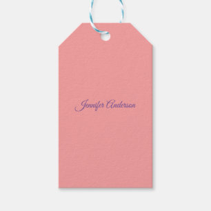 Calligraphy Elegant Pastel Red Personalized Name Gift Tags