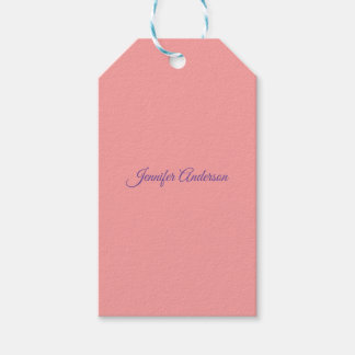 Calligraphy Elegant Pastel Red Personalized Name Gift Tags