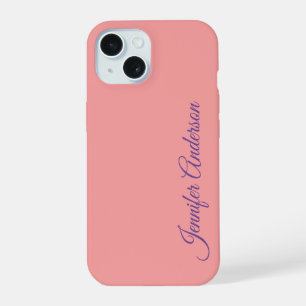 Calligraphy Elegant Pastel Red Personalized Name iPhone 15 Case