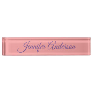 Calligraphy Elegant Pastel Red Personalized Name Nameplate