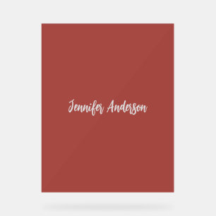 Calligraphy Elegant Personalized Brick Red Acrylic Sign