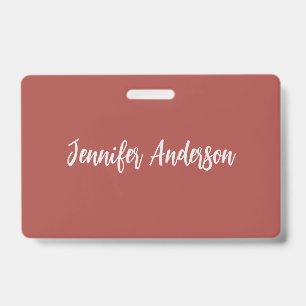 Calligraphy Elegant Personalized Brick Red Badge