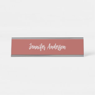 Calligraphy Elegant Personalized Brick Red Desk Name Plate