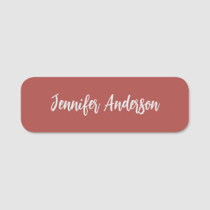 Calligraphy Elegant Personalized Brick Red Name Tag