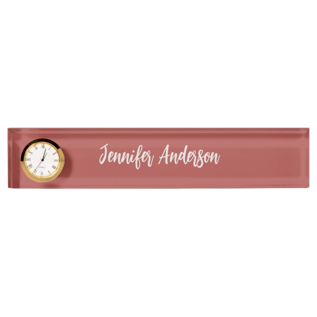 Calligraphy Elegant Personalized Brick Red Nameplate (Front)