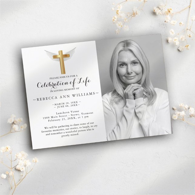 Calligraphy Elegant Photo Celebration of life Invitation (Creator Uploaded)