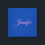 Calligraphy Elegant Pink Blue Custom Name Canvas Print<br><div class="desc">This product was very good and I love how easy it is for customize design. The design was very simple so I'm very pleased when I create.</div>