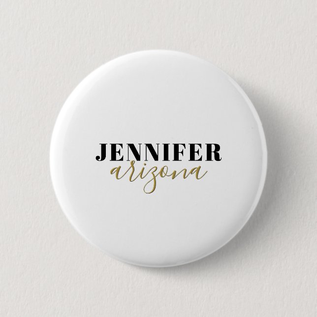 Calligraphy Elegant Plain Add Own Name 2 Inch Round Button (Front)