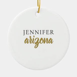 Calligraphy Elegant Plain Add Own Name Ceramic Ornament