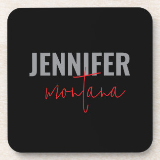 Calligraphy Elegant Plain Add Own Name Coaster