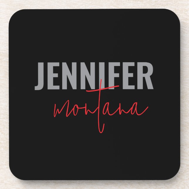 Calligraphy Elegant Plain Add Own Name Coaster (Front)