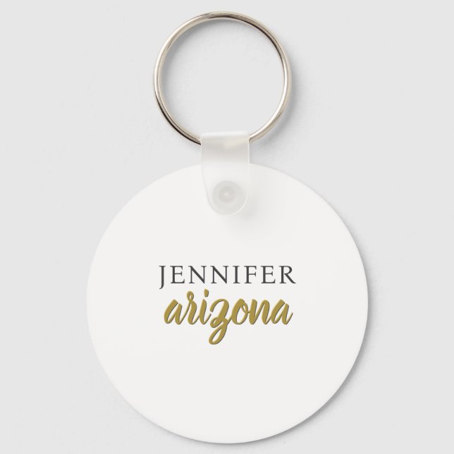 Calligraphy Elegant Plain Add Own Name Keychain (Front)