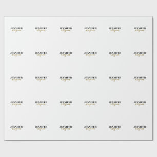 Calligraphy Elegant Plain Add Own Name Wrapping Paper