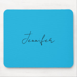 Calligraphy Elegant Plain Simple Name Blue Mouse Pad