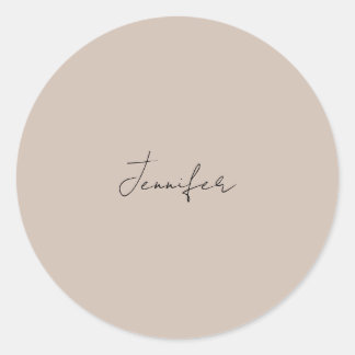 Calligraphy Elegant Plain Simple Name Classic Round Sticker