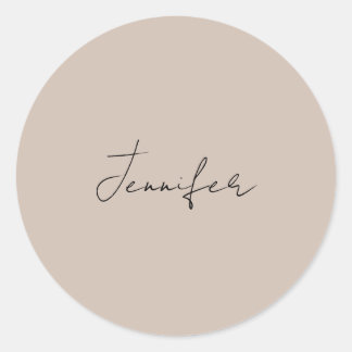 Calligraphy Elegant Plain Simple Name Classic Round Sticker