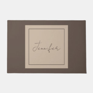 Calligraphy Elegant Plain Simple Name Doormat