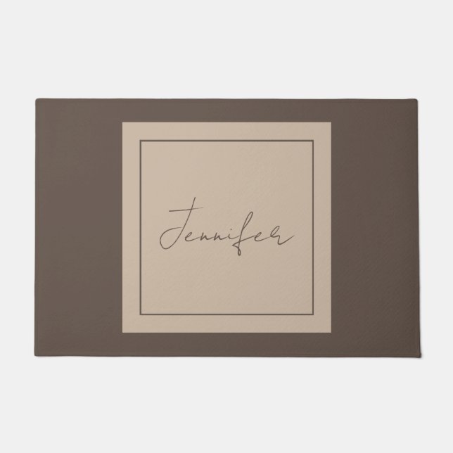 Calligraphy Elegant Plain Simple Name Doormat (Front)