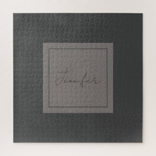 Calligraphy Elegant Plain Simple Name Grey Jigsaw Puzzle