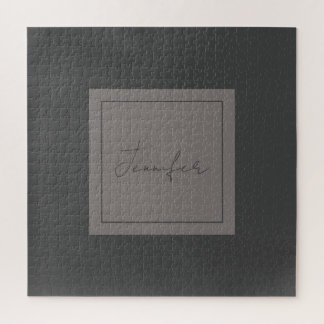 Calligraphy Elegant Plain Simple Name Grey Jigsaw Puzzle
