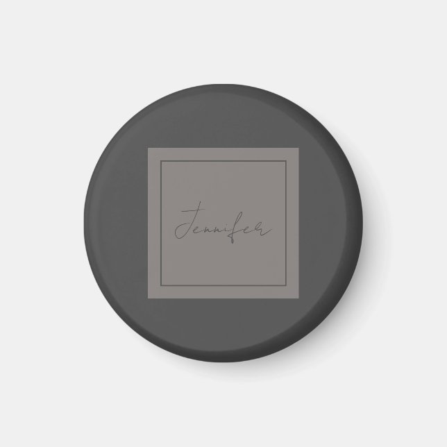 Calligraphy Elegant Plain Simple Name Grey Magnet (Front)