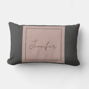 Calligraphy Elegant Plain Simple Name Lumbar Pillow