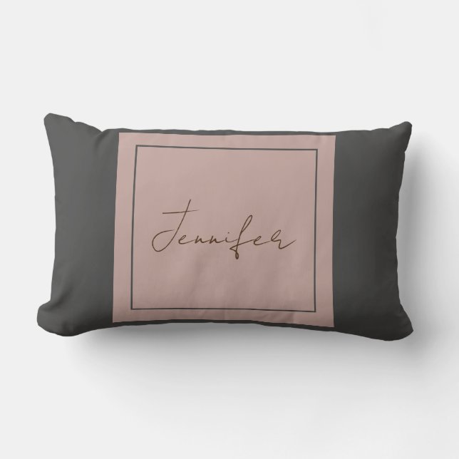 Calligraphy Elegant Plain Simple Name Lumbar Pillow (Front)