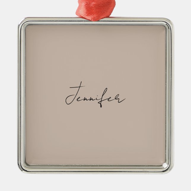 Calligraphy Elegant Plain Simple Name Metal Ornament (Front)