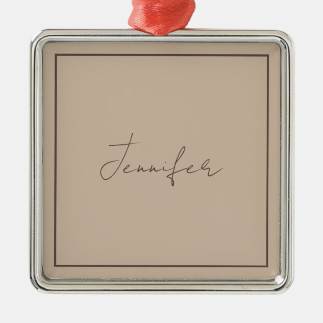 Calligraphy Elegant Plain Simple Name Metal Ornament (Front)