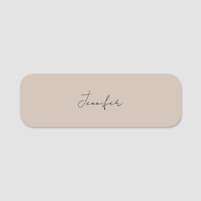 Calligraphy Elegant Plain Simple Name Name Tag (Front)