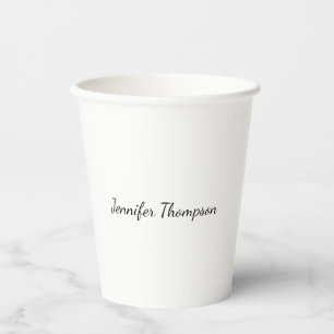 Calligraphy Elegant Plain Simple Name Paper Cups