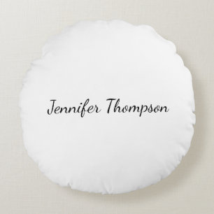 Calligraphy Elegant Plain Simple Name Round Pillow