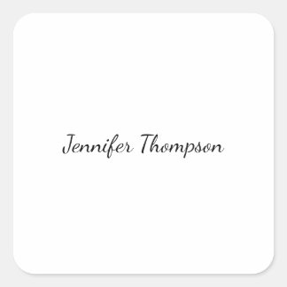 Calligraphy Elegant Plain Simple Name Square Sticker