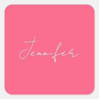 Calligraphy Elegant Plain Simple Name Square Sticker