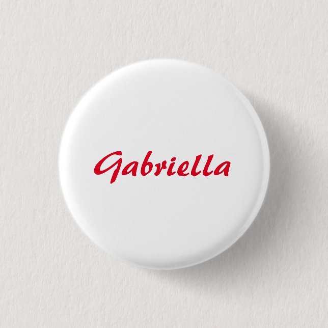 Calligraphy Elegant Red White Plain Simple Name 1 Inch Round Button (Front)